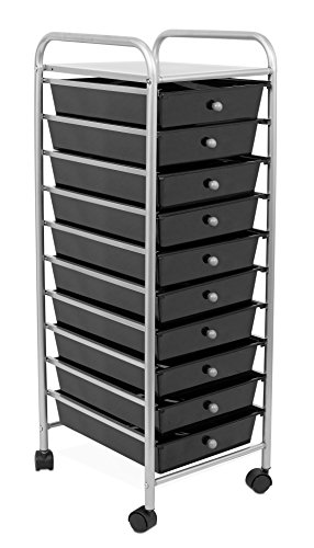 Internet's Best Rolling Cart Organizer | 10 Black Drawers | Classroom, Home or Office Storage Organization Bins