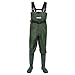 TIDEWE Bootfoot Chest Wader, 2-Ply Nylon/PVC Waterproof Fishing & Hunting Waders with Boot Hanger for Men and Women Green Size 7