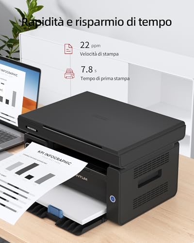 PANTUM M6500NW WiFi Multifunction Laser Printer, Duplex Manual in Black and White, 22 ppm, Ethernet, USB 2.0, Resolution 1200 x 1200 dpi, Print, Copy and Scan for Small Home Offices