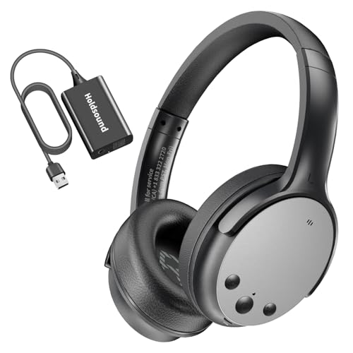 Holdsound Wireless Headphones for TV Watching, TV Headphones Wireless for Seniors with USB Transmitter, 25hrs, No Lip-Sync Delay, Plug and Play, Gifts for Elderly, Grey