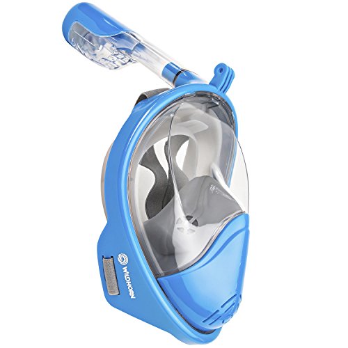Seaview 180Â° GoPro Compatible Snorkel Mask- Panoramic Full Face Design. See More With Larger Viewing Area Than Traditional Masks. Prevents Gag Reflex with Tubeless Design (Sky, L/XL)