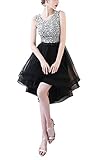 Fanhao Women's V Neck Sequins Chiffon Bridal Evening party Long prom dress