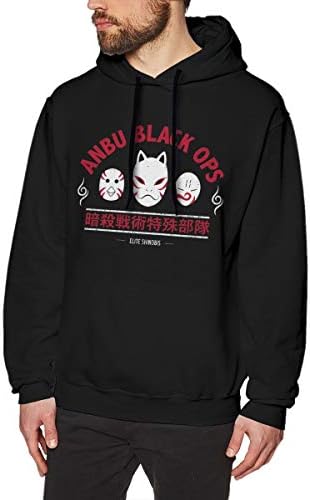 ERDONE Naruto Anbu Black Ops Mens Pullover Hoodies Crewneck Long Sleeve Sweatshirt Black