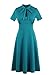 Wellwits Women's Keyhole Bow Tie Front 1940s Vintage Collared Cocktail Dress