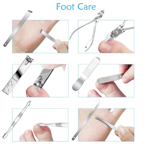 Professional Manicure and Pedicure set and Grooming kit, 22 pieces, with stainless steel Nail clipper, Professtional Nail Beauty set, Portable Leather Case With Mirror, Travel Set.