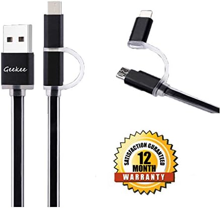 2 in 1 USB Type C Cable,Geekee Type C to Micro USB to USB Type A Charging Data Cable for Apple MacBook, Google Nexus 5X, 6P, Pixel C, OnePlus 2,and Other Type-C Phones (2 in 1 Type-C USB-C Cable)
