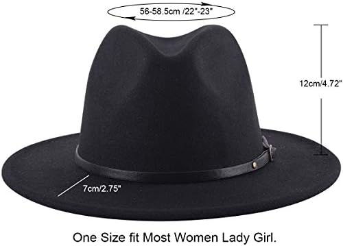 Lanzom Womens Classic Wide Brim Floppy Panama Hat Belt Buckle Wool Fedora Hat 2 Lanzom Womens Classic Wide Brim Floppy Panama Hat Belt Buckle Wool Fedora Hat