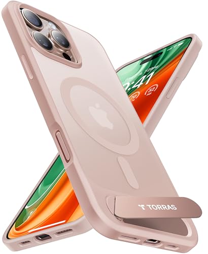 TORRAS für iPhone 16 Pro Max Hülle für MagSafe mit Titan Flügelständer Zertifizierte Magnetkraft Militärschutz Handyhülle iPhone 16 Pro Max Case Stoßf
