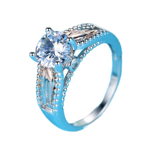 925 Sterling Silver Fashion Angel Wings CZ Stone Ring for Women Sterling Silver Princess Cut Cubic Zirconia Stackable Statement Ring Gift Fashion Angel Wings Jewelry-Making-Patterns 9