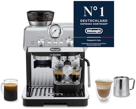 Siebträgermaschine La Specialista Arte EC9155.MB, Espressomaschine mit Mahlwerk, 8 Mahlgrade, 15 Bar, 3 Temperaturen, Milchschaumdüse, 1550W, 1,7L Tank, Edelstahl/Schwarz inkl. Barista-Kit