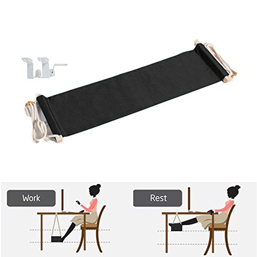 JUN-Q Canvas Foot Rest Desk Hammock,Mini Office Under Desk Foot Rest Stand Foot Hammock , Adjustable Desk Feet Hammock (black)