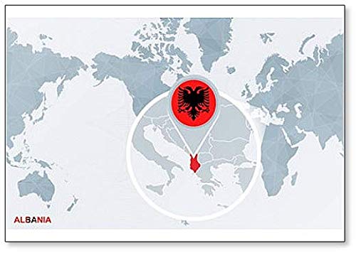 World Map Centered On Albania. classic fridge magnet