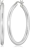 Sterling Silver 3mm Oval Tube Hoop Earrings