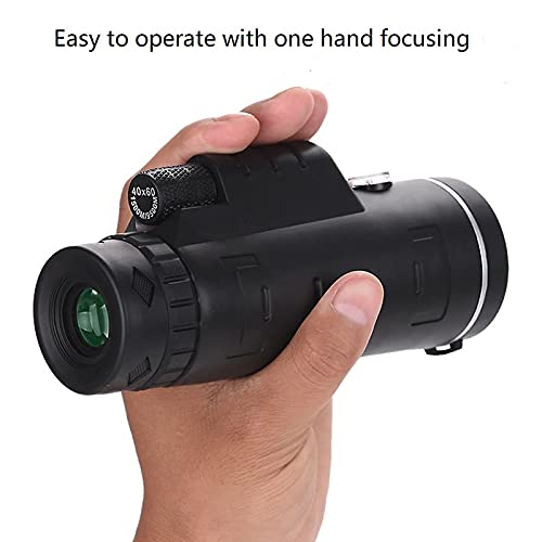 H-THINK Monocular Telescope, 40X60 High Definition Monocular and Smartphone Holder & Tripod, high Power Monocular with Durable and Clear BAK4 Prism for Bird Watching,Camping, Hiking (Telescopic stand)