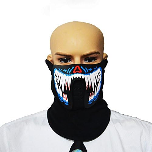 Halloween LED Mask with Sound Active for DJ Dancing Riding Party Costume