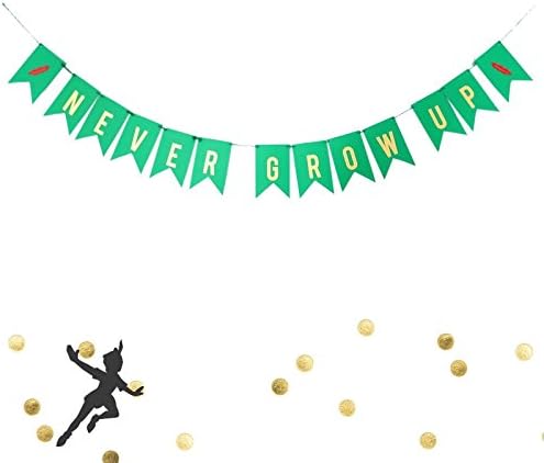 Never Grow Up Birthday Banner Peter Pan Party Decoration Baby 1st 2nd Tinker
