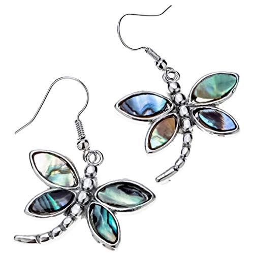 Szxc Jewelry Women's Lovely Dragonfly Abalone Shell Dangle Earrings