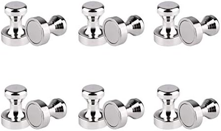 Ulimitx Metal Magnetic Push Pins, Brushed Nickel Strong Neodymium Magnet Hooks - Whiteboard Refrigerator Magnets, Magnetic Thumb Tacks - 12 Pack