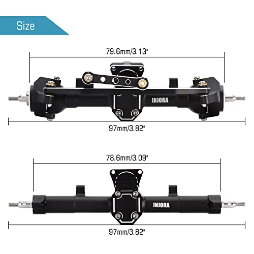 INJORA Front＆Rear Axles Set CNC Aluminum Complete Axle with Worm Gear Set for Axial SCX24