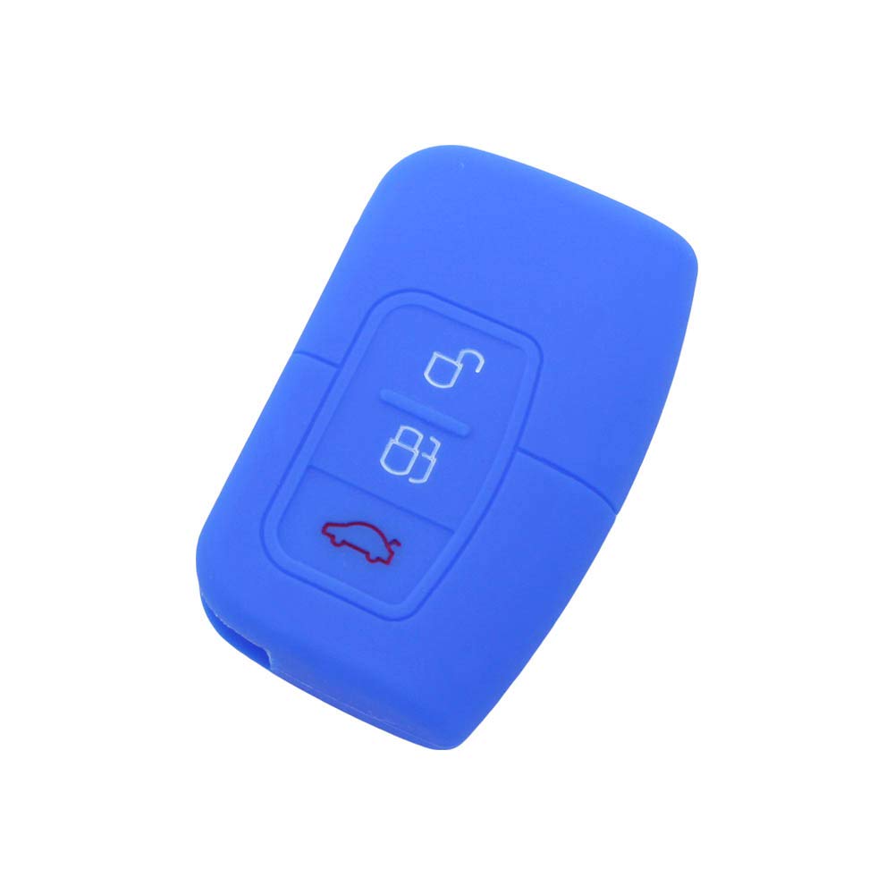 BROVACS Silicone Cover Protector Case Holder Skin Jacket Compatible with FORD 3 Button Smart Remote Key Fob CV9709 Deep Blue