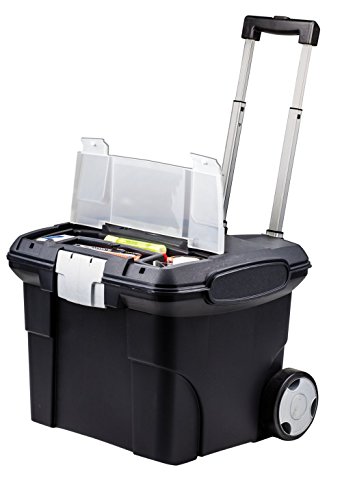 image for Storex Black Portable Letter-Sized File Box On Wheels - Dimensions: 16