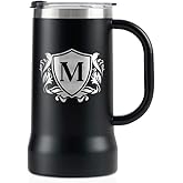Onebttl Personalized Beer Stein, Beer Mug with Handle - Gifts for Beer Lovers, Men Who Have Everything on Birthday, Christmas - Customized Monogram 24 oz Double Wall Stainless Steel Cup, M