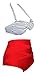 Angerella Retro 50s Stripe Swimsuits High Waisted Bathing Suits(BKI033-R1-2XL), Red(Stripe), US 10-12=Tag Size 2XL