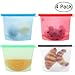Reusable Sandwich Snack bags, Silicone Food Storage Bag, 4 Pack Food Preservation Bag Airtight Seal Storage Container, Hot or Cold, Meat, Fruit, Vegetables. Keeps Food Fresh. primary