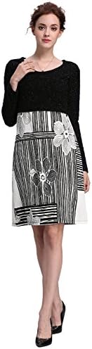 Maramita Women's 2 Piece Nursing Dress with Long Sleeve Crop Top (Large, Black Floral)