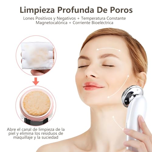 NQAXZIB Masajeador Facial Eléctrico, Ultrasonido Facial 7 en 1,con Radiofrecuencia Facial,Microcorriente EMS y Máquina con Frío Calor Fototerapia Roja y Azul,,Skincare,Estiramiento de la Piel, Cuidado Facial