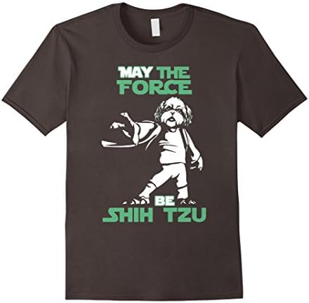 Men's Shih Tzu dog T shirt - May the force be Shih Tzu XL Asphalt