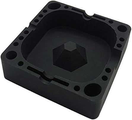 Gentcy Silicone Ashtray Eco-Friendly Silicone Rubber High Temperature Heat Resistant Square Design Ashtray (Black)