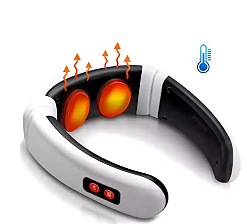 HEVIDENCIA Masseur Cervical, Masseur de Nuque Portable, Massage de Cou Intelligent à Impulsion électrique Avec Fonction de Chauffage,6 Modes de Puissance pour Voyage, Bureau, Maison