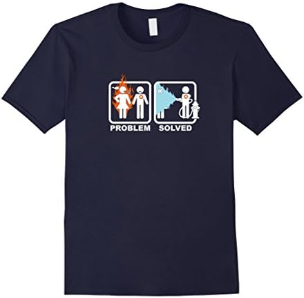 Men's Funny Firefighter T shirt - Problem solved Medium Navy