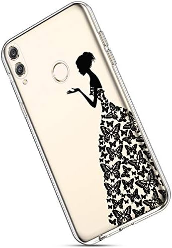 Ukayfe Case for Huawei Honor 8C, Transparent Flexible Silicone with Colour Pattern Ultra Thin Soft Crystal Clear TPU Rubbertective Case Cover for Huawei Honor 8C-Butterfly