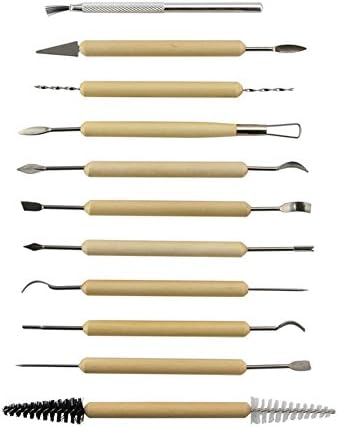 11 Pcs/Set Pottery Clay Sculpture Carving Tool Set Made Of Wood And Metal Great For Paint Sculpture
