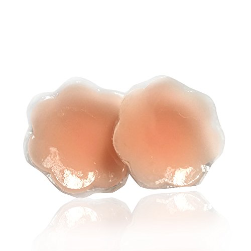 Sendida 2 Pairs Nipple Covers - Reusable Adhesive Breast Petals Silicone Nippleless Cover Pads (Flower)