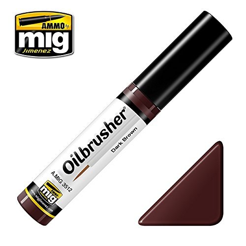 Ammo of Mig Oilbrusher Dark Brown - Oil Paint with Fine Brush Applicator #3512