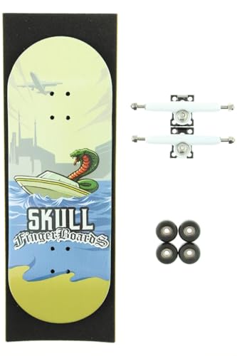 Skull Fingerboards® City Limits 34mm Pro Complete Professional Wooden Fingerboard Mini Skateboard 5 PLY with CNC Bearing Wheels