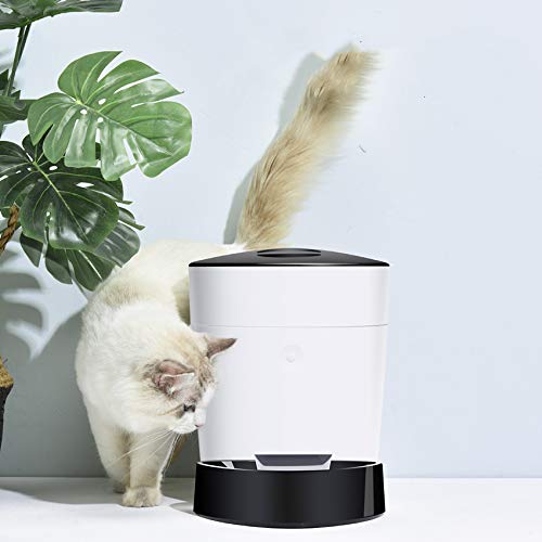 ELS PET 4L Automatic Cat Feeder/Auto Cat Dry Food Dispenser, 2 Power Supply Modes/Voice Recorder/Programmable Timer for 1-8 Meals per Day/Portion Control, Max 15 Portion per Meal, Each About 15g.