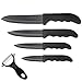 GA Homefavor Black Ceramic Knife Set of 5 Sharp Blade Ergonomic Handle Ceramic Knives And Ceramics Peeler Set with Sheaths