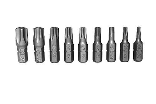 McKay Multifunction 9 Pc, Star 5 Point, Security Tamper Proof, Torx Driver Bit Set – Securely screws onto most ¼" Screwdrivers Sockets & Power Tool Shanks, for most German Makes/Cars