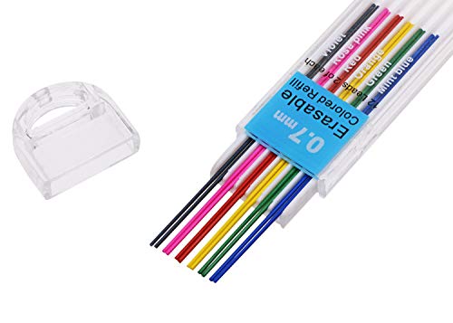 Tupalizy Erasable Colored Leads for Drawing Sketching Writing Taking Notes Adult Coloring Mechanical PencilÂ Refill for Teachers Students Artists Home School Office Art Project (0.7mm,6 Colors,120PCS)