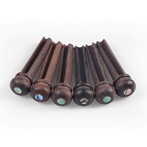 6 Pcs Rosewood Guitar Bridge Pins Abalone Dot Acoustic Guitar End Pin Set & 9 Pcs Guitar Picks