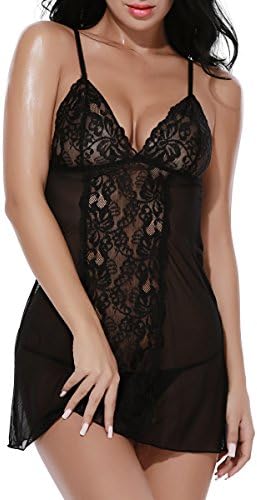 BMAKA Petite Size Women Bridal Lingerie Robe Lace Nightwear Babydoll Sets of 3