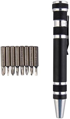 Tosangn 8 in 1 Black Home Tool Alloy Pocket Precision Screwdriver Repair Tool Kit