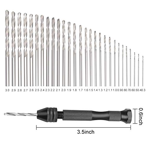 image for 40 Pieces Hand Drill Set, Uspacific Include Universal Multiple Size Pi