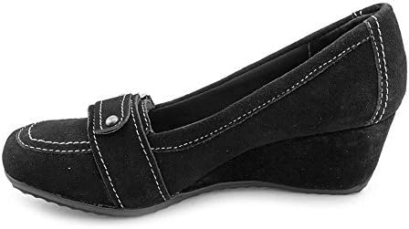 Kelly &amp; Katie Sandro Women's Regular Suede Classic Slip On Chunky Heel Dress Shoes (9, Black)