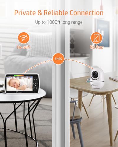 iFamily Split Screen Baby Monitor, Large Display Video Baby Monitor with 2 Cameras and Audio, Long Range, Remote pan tilt, Night Vision, Temperature Sensor, 2 Way Talk, Feeding Clock and lullabies. | Large Display Video Baby Monitor , Long Range, Remote pan tilt, Night Vision, Temperature, 2 Way Talk,Feeding Clock/lullabies