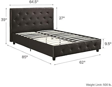 Dhp Dakota Upholstered Faux Leather Platform Bed With Wooden Slat Support And Tufted Headboard And Footboard Queen Size Black Buy Online At Best Price In Uae Amazon Ae